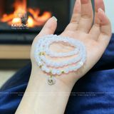  Chuỗi Vòng Bạch Ngọc Dẹt Jade A Mix Túi Tiền Và Bi Kim Tiền Vàng Trang Sức (Không Kén Mệnh) 1-129001 