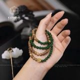  Chuỗi Vòng Trầm Rừng Mix Ngọc Bích 6ly Và Charm Cỏ Bốn Lá (Không Kén Mệnh) 