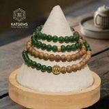  Chuỗi Vòng Trầm Rừng Mix Ngọc Bích 6ly Và Charm Cỏ Bốn Lá (Không Kén Mệnh) 