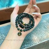  Vòng Chuỗi Ngọc Lục Lam 6ly Mix Ngũ Điếu, Túi Tiền Và Charm chú Om Mani Padme Hum Vàng 10K (Không Kén Mệnh) 