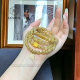  Chuỗi Vòng Thạch Anh Tóc Vàng Vip 6ly Mix Lu Thống, Ngũ Điếu Ngũ, Cỏ Bốn Lá Và Hoa Vàng Sen Trang Sức (Kim, Thổ) 1-122003 