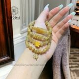  Chuỗi Vòng Thạch Anh Tóc Vàng Vip 6ly Mix Lu Thống, Ngũ Điếu Ngũ, Cỏ Bốn Lá Và Hoa Vàng Sen Trang Sức (Kim, Thổ) 1-122003 