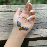  Vòng Dây Cáp Lam Ngọc Mix Ngũ Điếu, Cỏ Bốn Lá Và Charm Hồ Ly Vàng Trang Sức (Không Kén Mệnh) 