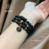  Chuỗi Vòng Thạch Anh Tóc Đen 6.2ly Túi Tiền Kim Bảo Mix Ngũ Điếu Và Charm Chú Om Mani Padme Hum Vàng Trang Sức(Thủy, Mộc) 124004 