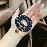  Chuỗi Vòng Thạch Anh Tóc Đen 6.2ly Túi Tiền Kim Bảo Mix Ngũ Điếu Và Charm Chú Om Mani Padme Hum Vàng Trang Sức(Thủy, Mộc) 124004 