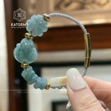  Vòng Dây Cáp Lam Ngọc Ngũ Điếu Mix Hồ Ly Và Cỏ Bốn Lá (Không Kén Mệnh) 