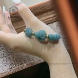  Vòng Dây Cáp Lam Ngọc Ngũ Điếu Mix Hồ Ly Và Cỏ Bốn Lá (Không Kén Mệnh) 