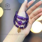  Chuỗi Vòng Thạch Anh Tím 6ly Mix Hồ Ly, Ngũ Điếu Và Charm Cỏ Bốn Lá Vàng Trang Sức (Thổ, Hỏa) 125007 