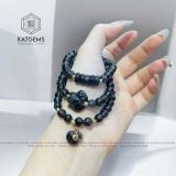  Chuỗi Vòng Thạch Anh Tóc Đen 6ly Túi Tiền Kim Bảo Mix Hồ Ly, Ngũ Điếu Và Charm Vàng 10K (Mộc, Thủy) 