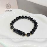  Vòng Đơn Thạch Anh Tóc Đen 8-9Ly Mix Lu Thống Và Kim Tiền Vàng Trang Sức (Mộc, Thủy) V3-133001 