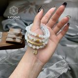  Chuỗi Vòng Bạch Ngọc Jade A 5ly Mix Charm Chú, Lu Thống, Cỏ Bốn Lá Và Bi Kim Tiền Vàng 10K (Không Kén Mệnh) 