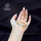  Vòng Dây Cáp Đá Moon Lu Thống Chạm Kim Tiền Mix Hoa Sen Và Bi Kim Tiền Vàng Tây 10k( Kim, Thủy ) 