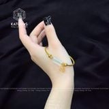  Vòng Dây Cáp Đá Moon Lu Thống Chạm Kim Tiền Mix Hoa Sen Và Bi Kim Tiền Vàng Tây 10k( Kim, Thủy ) 