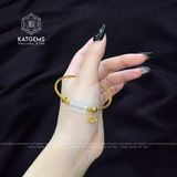  Vòng Dây Cáp Đá Moon Lu Thống Chạm Kim Tiền Mix Hoa Sen Và Bi Kim Tiền Vàng Tây 10k( Kim, Thủy ) 