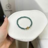  Vòng Đơn Lam Ngọc Cao Băng 5ly Mix Cỏ Bốn Lá Và Bi Vàng Trang Sức (Không Kén Mệnh) 