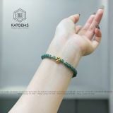  Vòng Đơn Lam Ngọc Cao Băng 5ly Mix Cỏ Bốn Lá Và Bi Vàng Trang Sức (Không Kén Mệnh) 