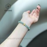  Vòng Đơn Ngọc Hoa Bay 6.6ly Mix Charm Cỏ Bốn Lá Vàng 10K (Không Kén Mệnh) 