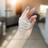  Chuỗi Vòng Đá Moon 5,9ly Mix Ngũ Điếu, Túi Tiền và Charm Hoa Sen Và Bi Vàng 10K (Thủy, Kim) 