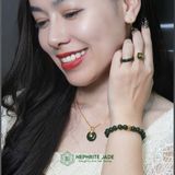  Vòng Đơn Ngọc Bích Canada Vip 8Ly Mix Charm Chú Om Vàng Tây 10K (Không Kén Mệnh) 