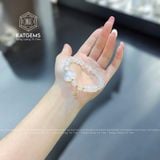 Vòng Tay Đơn Moonstone 7.5ly Mix Ngũ Điếu, Túi Tiền, Hồ Ly Và Bi Vàng Tây 10K (Kim, Thủy) 