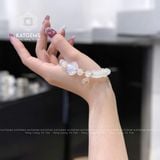  Vòng Tay Đơn Moonstone 7.5ly Mix Ngũ Điếu, Túi Tiền, Hồ Ly Và Bi Vàng Tây 10K (Kim, Thủy) 
