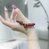  Vòng Tay Đơn Thạch Anh Tóc Đỏ 7.5ly Mix Ngũ Điếu, Túi Tiền, Hồ Ly Và Bi Vàng Trang Sức (Hỏa, Thổ) 