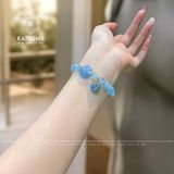  Vòng Tay Đơn Đá Aqua 7-8ly Mix Ngũ Điếu, Túi Tiền, Hồ Ly Và Bi Vàng Tây 10K (Thủy, Mộc) 