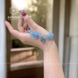  Vòng Tay Đơn Đá Aqua 7-8ly Mix Ngũ Điếu, Túi Tiền, Hồ Ly Và Bi Vàng Tây 10K (Thủy, Mộc) 