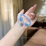  Vòng Tay Đơn Đá Aqua 7-8ly Mix Ngũ Điếu, Túi Tiền, Hồ Ly Và Bi Vàng Tây 10K (Thủy, Mộc) 