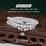  Chuỗi Vòng Bạch Ngọc Jade A 5.2ly Mix Túi Tiền Kim Bảo, Ngũ Điếu Và Kim Tiền Vàng 10K (Không Kén Mệnh) 