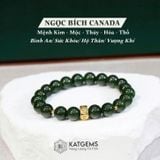  Vòng Đơn Ngọc Bích Canada Vip 8Ly Mix Charm Chú Om Vàng Tây 10K (Không Kén Mệnh) 