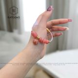  Vòng Dây Cáp Đá Đào Hoa Mix Ngũ Điếu Lu Thống Và Túi Tài Lộc Vàng Tây 10K (Thổ, Hỏa) 
