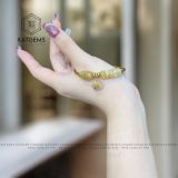  Vòng Dây Cáp Đá Thạch Anh Tóc Vàng Mix Ngũ Điếu, Lu Thống Và Túi Tài Lộc Vàng Tây 10K (Thổ, Kim) 150525-35 
