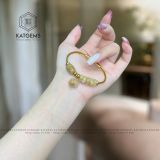  Vòng Dây Cáp Đá Thạch Anh Tóc Vàng Mix Ngũ Điếu, Lu Thống Và Túi Tài Lộc Vàng Tây 10K (Thổ, Kim) 150525-35 