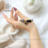  Vòng Dây Cáp Thạch Anh Tóc Đen Mix Ngũ Điếu, Lu Thống, Charm Túi Tiền (Mộc, Thủy) 250525-1 