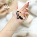  Vòng Dây Cáp Thạch Anh Tóc Đen Mix Ngũ Điếu, Lu Thống, Charm Túi Tiền (Mộc, Thủy) 250525-1 