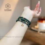  Chuỗi Vòng Lam Ngọc Jade A 5.6ly Mix Ngũ Điếu, Charm Hoa Sen Và Bi Kim Tiền Vàng Trang Sức (Không Kén Mệnh) 2-126002 
