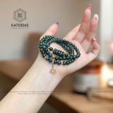  Chuỗi Vòng Lam Ngọc Jade A 5.6ly Mix Ngũ Điếu, Charm Hoa Sen Và Bi Kim Tiền Vàng Trang Sức (Không Kén Mệnh) 2-126002 