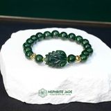  Vòng Đơn Ngọc Bích Canada Vip 8Ly Mix Bà Hồ Ly Chúa và Bi Kim Tiền Vàng Trang Sức (Không Kén Mệnh) 