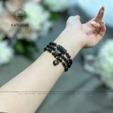  Chuỗi Vòng Thạch Anh Tóc Đen 5.6ly Mix Lu Thống, Ngũ Điếu Và Charm Túi Tiền Kim Bảo Vàng Trang Sức (Thủy, Mộc) 1-124002 