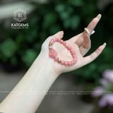  Vòng Tay Đơn Đá Đào Hoa 7.2ly Bà Hồ Ly Mix Charm Kim Tiền Vàng 10K (Hoả, Thổ) 