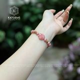  Vòng Tay Đơn Đá Đào Hoa 7.2ly Bà Hồ Ly Mix Charm Kim Tiền Vàng 10K (Hoả, Thổ) 