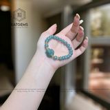  Vòng Đơn Lam Ngọc Jade A 8ly Mix Hồ Ly Và Bi Kim Tiền Vàng Trang Sức (Không Kén Mệnh) 1-121007 