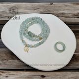  Chuỗi Ngọc Hoa Bay 5.6Ly Mix Ngũ Điếu Và Cỏ Bốn Lá, Bi Kim Tiền Vàng 10K Không Kén Mệnh 