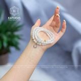  Chuỗi Vòng Bạch Ngọc Jade A 5.5ly Mix Ngũ Điếu, Charm Cỏ Bốn Lá Và Bi Kim Tiền Vàng 10K (Không Kén Mệnh) 