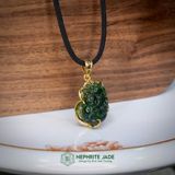  Mặt Tỳ Hưu Kim Ngọc Đại Lộc Ngọc Bích Canada Bọc Vàng Tây 10k Kích Thước 28x21x12mm VIP (Không Kén Mệnh) 
