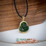  Mặt Phật Di Lặc Ngọc Bích Canada Bọc Vàng Trang Sức Kích Thước 25x28x6mm VIP (Không Kén Mệnh) 