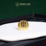  Nhẫn Nam Hoàng Kim Đại Bảo Vàng Trang Sức Viên Chủ Oval Ngọc Bích Canada KT: 12x16x7ly VIP (Không Kén Mệnh) 