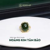  Nhẫn Hoàng Kim Tâm Bảo Vàng Trang Sức Viên Chủ Oval Ngọc Bích Canada KT: 12x16x7ly VIP (Không Kén Mệnh) 