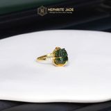 Nhẫn Kim Ngọc Tụ Bảo Mặt Tỳ Hưu Ngọc Bích Canada KT: 11x9x6ly Vàng Trang Sức VIP (Không Kén Mệnh) 